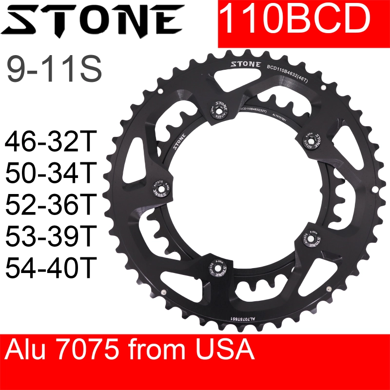 Stone Bike Round Double Chainring 110bcd 2x 52 36T 53 39T 54 40T 50 34 for Sram Red Rival S350 S900 Rotor Force 110 BCD 5 Bolts