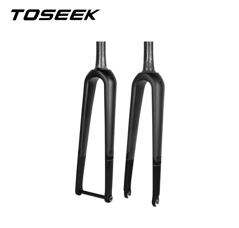 TOSEEK Gravel Disc Brake Road Bike Full Carbon Fiber Fork Axle-Through  Design Rigid Fork Carbon Fork with Quick Release and Internal Cable Routing