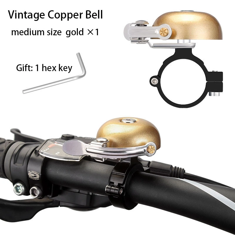 TOOPRE Bicycle Copper Bell Mountain Road Fixed Gear Manual Retro Bell Horn Bike Super Loud Sound Quality