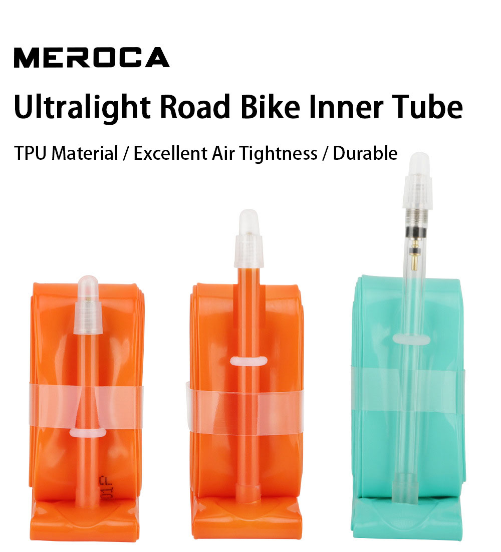 MEROCA TPU Inner Tube for 700x23-35C Road Tires, Presta 45L/65L/80L Valve Options in Orange or Green
