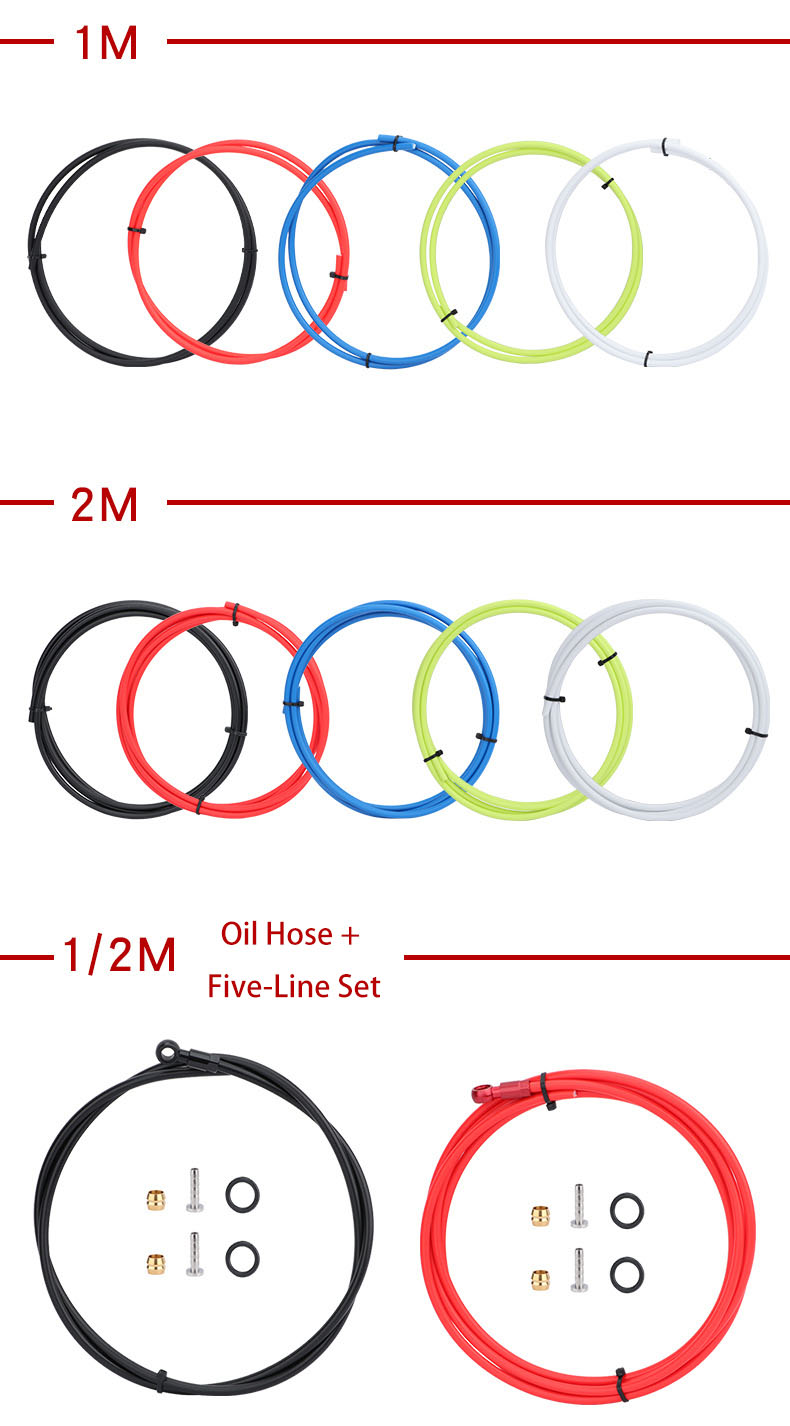 MEROCA Mountain Bike Brake Oil Hose Extended 5mm Hydraulic Disc Brake Oil Hose Five-Line Set, 1/2M Length