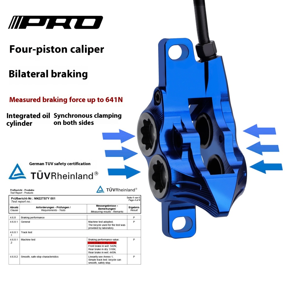 IIIPRO E4 Four-Piston Bicycle Hydraulic Disc Brake Mountain Bike Hydraulic Disc CNC High-End Disc Brake System (Rear Separate Caliper)