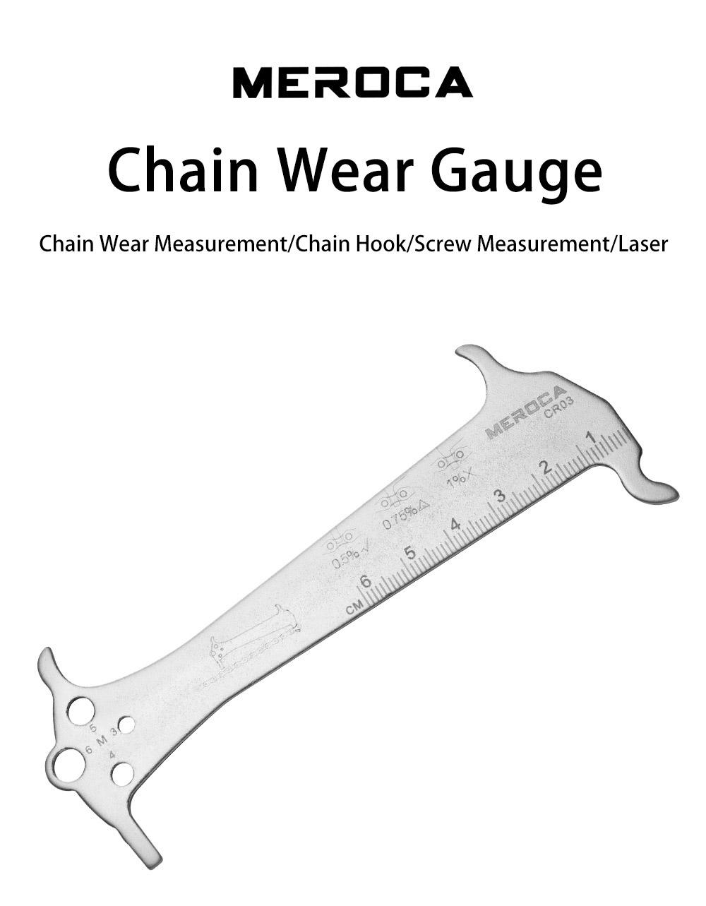 MEROCA 3-in-1 Chain Measuring Tool for Mountain and Road Bikes Wear Measurement Gauge and Caliper