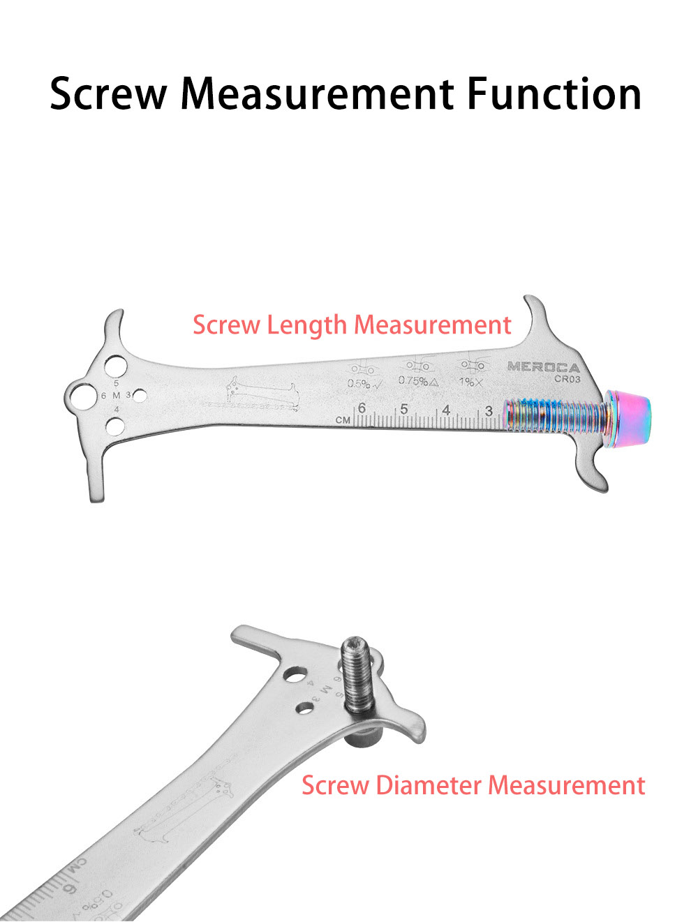MEROCA 3-in-1 Chain Measuring Tool for Mountain and Road Bikes Wear Measurement Gauge and Caliper