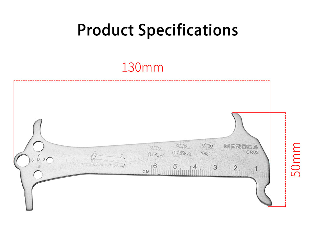 MEROCA 3-in-1 Chain Measuring Tool for Mountain and Road Bikes Wear Measurement Gauge and Caliper