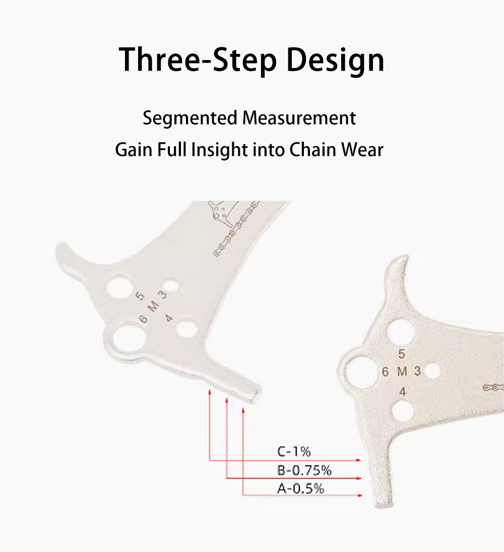 MEROCA 3-in-1 Chain Measuring Tool for Mountain and Road Bikes Wear Measurement Gauge and Caliper