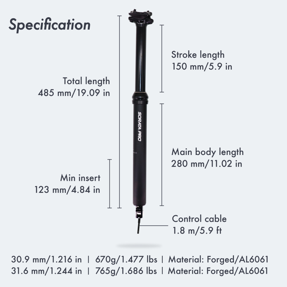 SATORI MTB Bike Dropper Seatpost Adjustable Height 150 125mm Sorata Pro Internal External Cable Routing 30.9 31.6mm