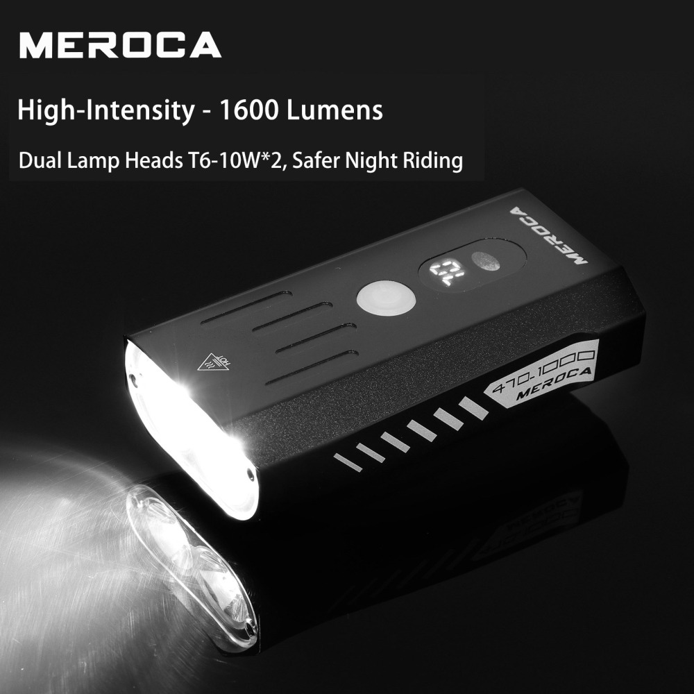 MEROCA Smart High-Intensity Front Light Bicycle Light 1000/1600LM Flashlight for Mountain and Road Bikes