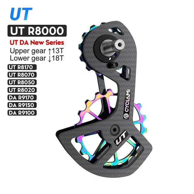 CYCLAMI Bicycle Ceramic Bearing Carbon Fiber Jockey Pulley Wheel Set Rear Derailleurs Guide Wheel 11 Speed for SHIMANO 105 5800 6800 9100 Ultegra DURA ACE