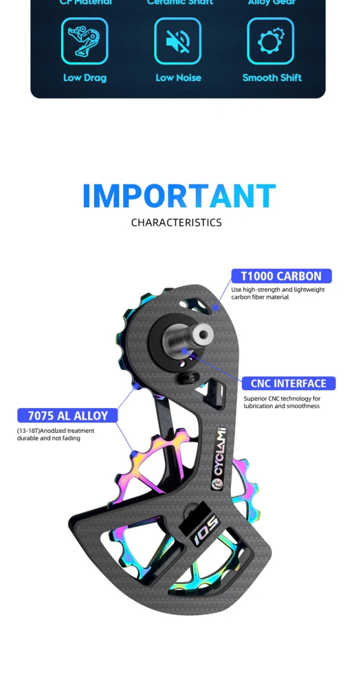 CYCLAMI Bicycle Ceramic Bearing Carbon Fiber Jockey Pulley Wheel Set Rear Derailleurs Guide Wheel 11 Speed for SHIMANO 105 5800 6800 9100 Ultegra DURA ACE