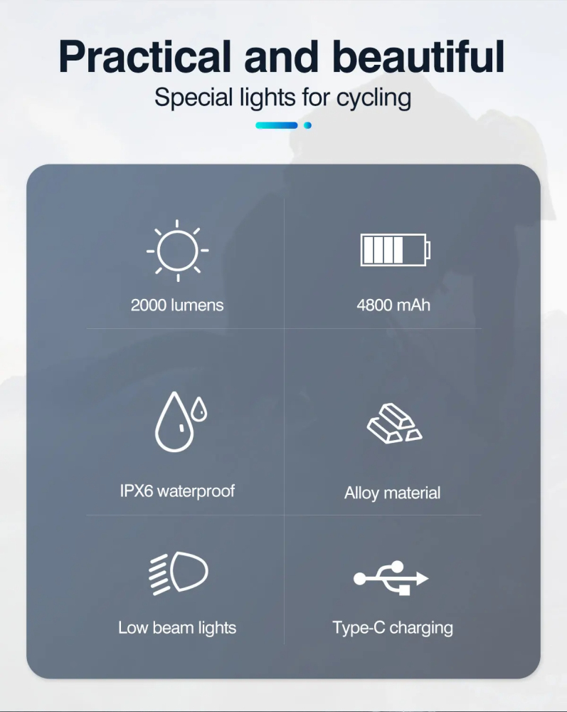 1200LM/2000LM T6 LED Bicycle Light Set – Rechargeable Front and Rear Headlight Lamps for Road and MTB – Multi-Functional Flashlight Cycling Light