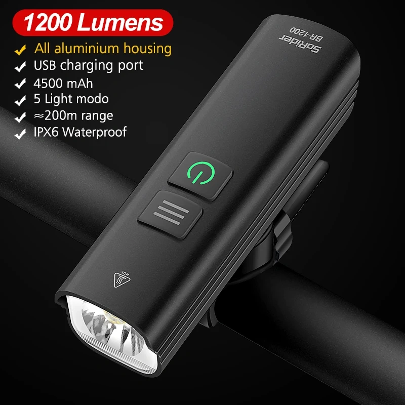 TOPRIDER Bicycle Light 1200LM T6 LED Rechargeable Set Road MTB Bike Front Back Headlight Lamp Flashlight Cycling Light Group