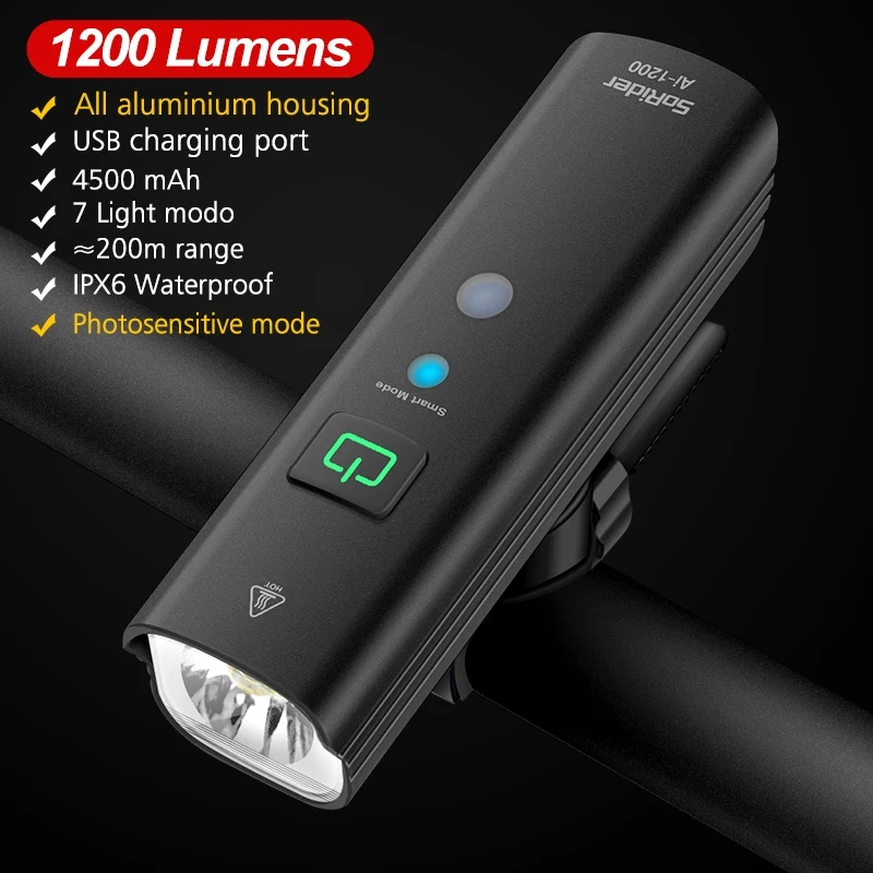 TOPRIDER Bicycle Light 1200LM T6 LED Rechargeable Set Road MTB Bike Front Back Headlight Lamp Flashlight Cycling Light Group