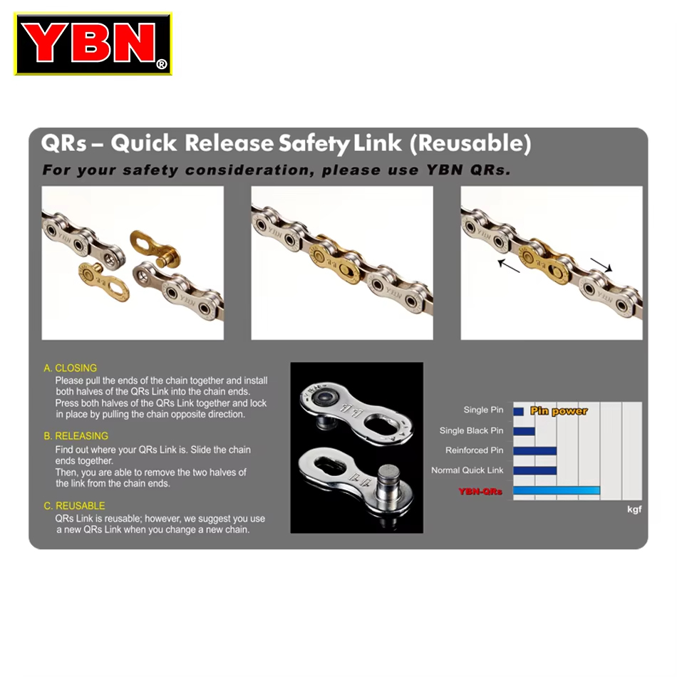 YBN 6 Pair Bike Chain Quick Link Mountain Bicycle Chain Missing Quick Connector Connecting Master for 8 9 10 11 12 speed