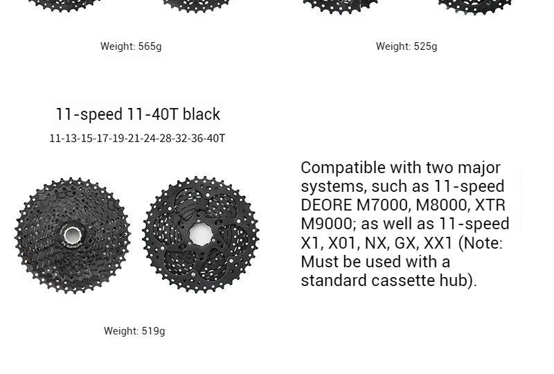 SUNSHINE HG Cassette Freewheel for MTB bike 10 / 11 / 12-speed for Shimano full black color 10-speed 11-speed 12-speed