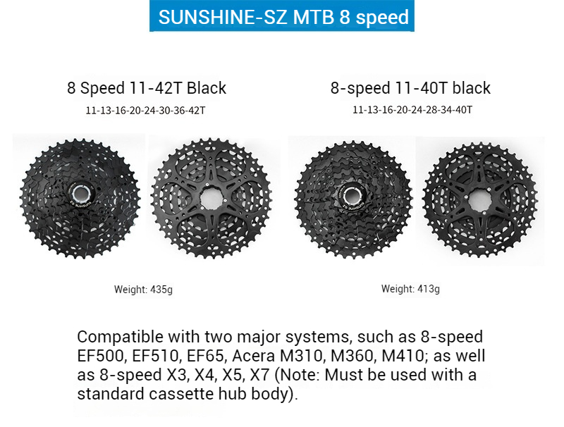 SUNSHINE HG Cassette Freewheel for MTB bike 10 / 11 / 12-speed for Shimano full black color 10-speed 11-speed 12-speed