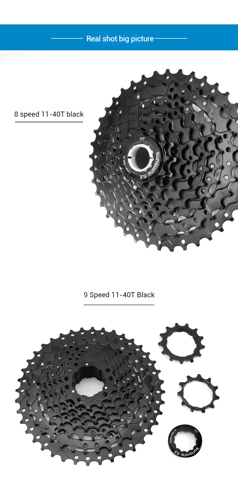 SUNSHINE HG Cassette Freewheel for MTB bike 10 / 11 / 12-speed for Shimano full black color 10-speed 11-speed 12-speed