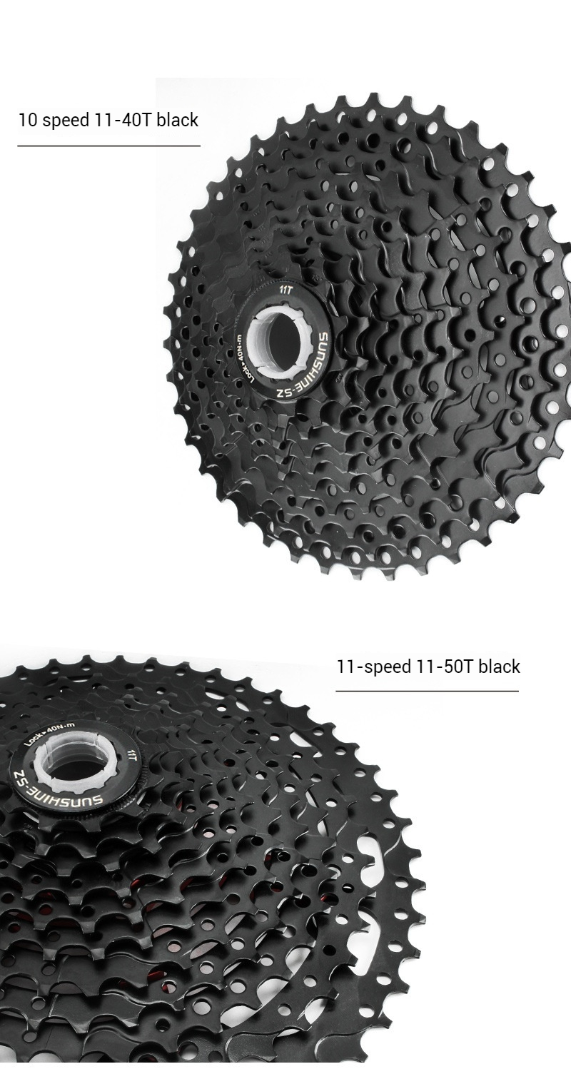 SUNSHINE HG Cassette Freewheel for MTB bike 10 / 11 / 12-speed for Shimano full black color 10-speed 11-speed 12-speed