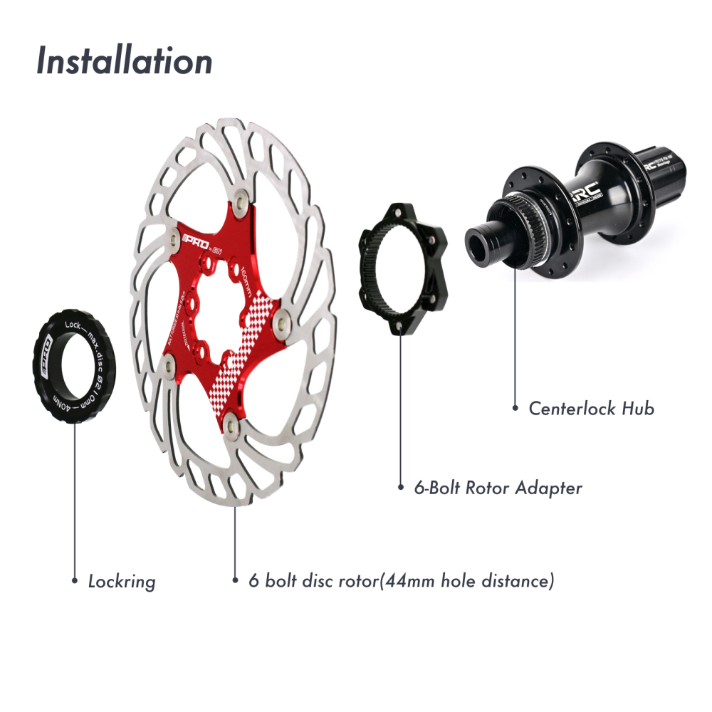 IIIPRO Centerlock to 6 holes Rotor Adapter with Lockring Bike Adapter for Centerlock Convert to 6 Bolts Rotor Disc MTB Road Bike