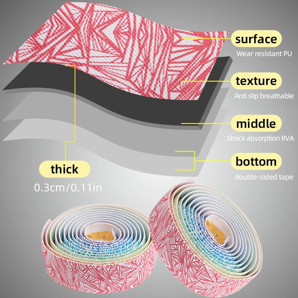 1 Pair Road Bike Handlebar Tape Anti-Slip Shock Handle Bar Tape with PU Anti-Vibration Cycling Handlebar Durable Tape vogue part