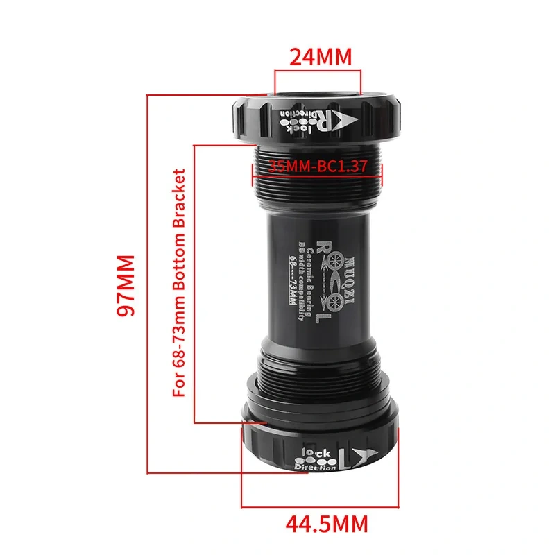 MUQZI BB68 BB73 Ceramic Bearing Bottom Bracket Threaded BB 68/73mm For 22mm 24mm MTB Road Bike Cranksets