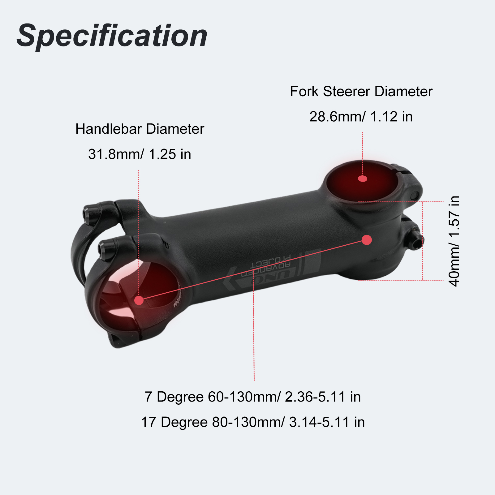 UNO Bike stem Ti Titanium bolts grey black -7 17 degree MTB Alu 60 70 80 90mm 100 110 120 130mm bicycle stem