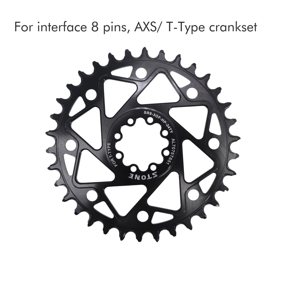 Stone Bike Chainring for AXS Flattop T-type Chain 12S 3mm Offset Direct Mount Round for Sram X0 XX SL 30t to 36T Aero Hollow 8 bolts pins
