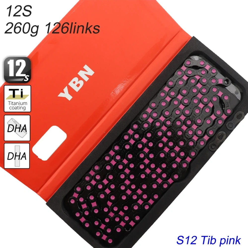 YBN Bike Chain 11s 12s Colorful Rainbow Black Red Blue Green Biancci Pink Titanium Coating MTB Road Bike Chain for Shimano/ SRAM
