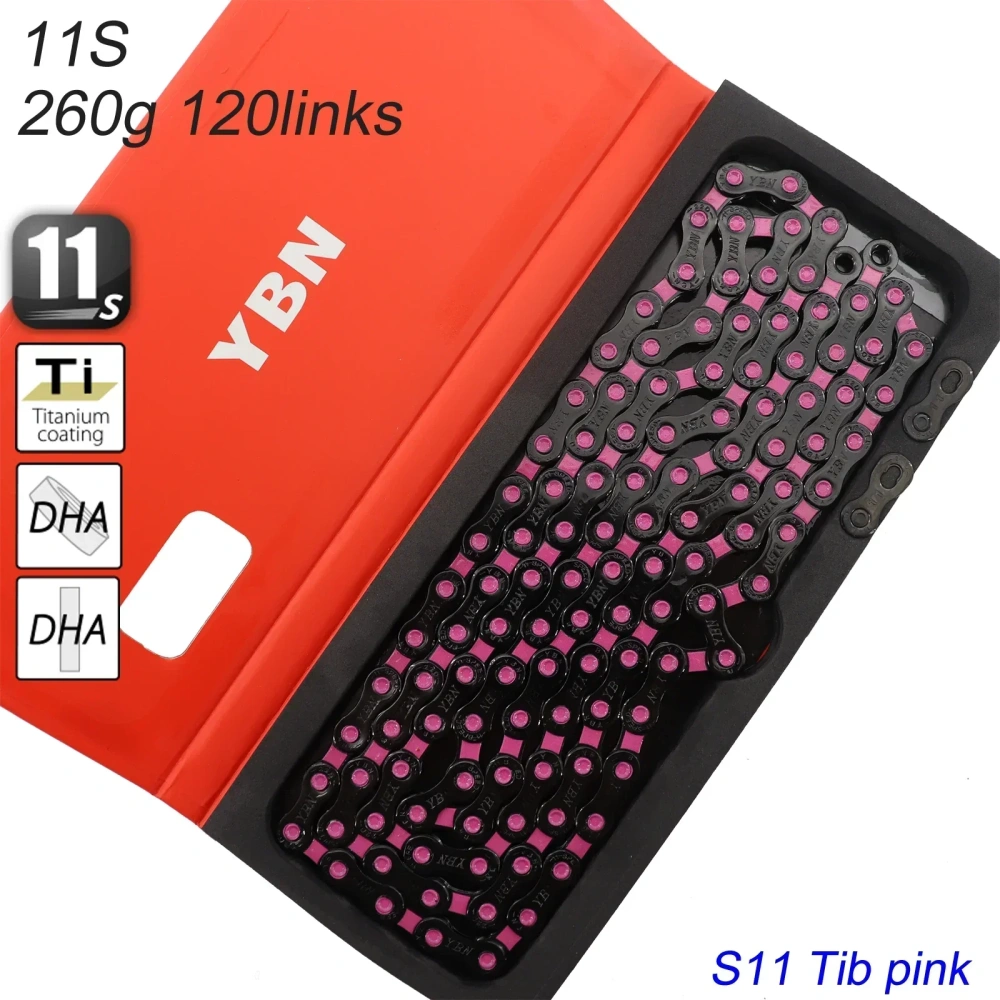 YBN Bike Chain 11s 12s Colorful Rainbow Black Red Blue Green Biancci Pink Titanium Coating MTB Road Bike Chain for Shimano/ SRAM