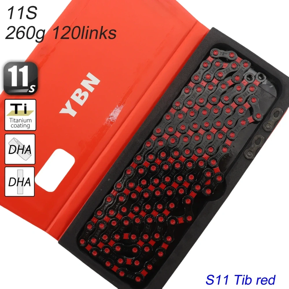 YBN Bike Chain 11s 12s Colorful Rainbow Black Red Blue Green Biancci Pink Titanium Coating MTB Road Bike Chain for Shimano/ SRAM
