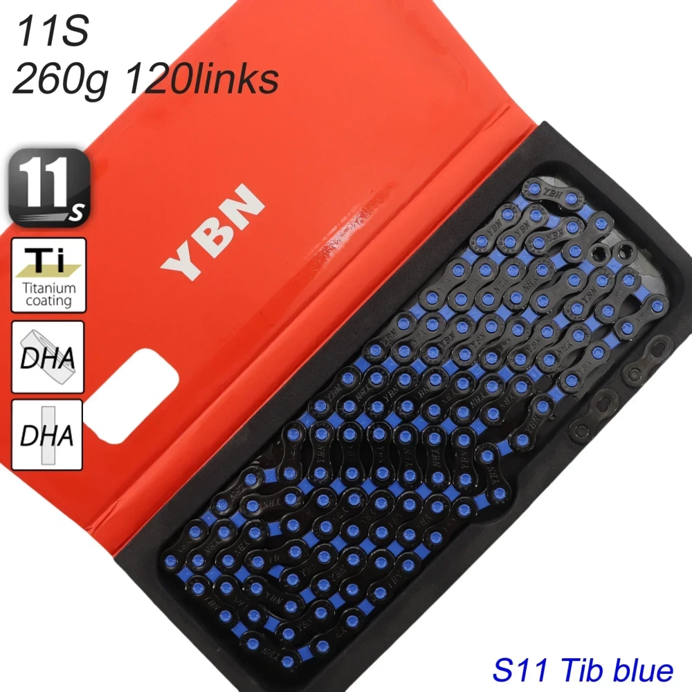YBN Bike Chain 11s 12s Colorful Rainbow Black Red Blue Green Biancci Pink Titanium Coating MTB Road Bike Chain for Shimano/ SRAM