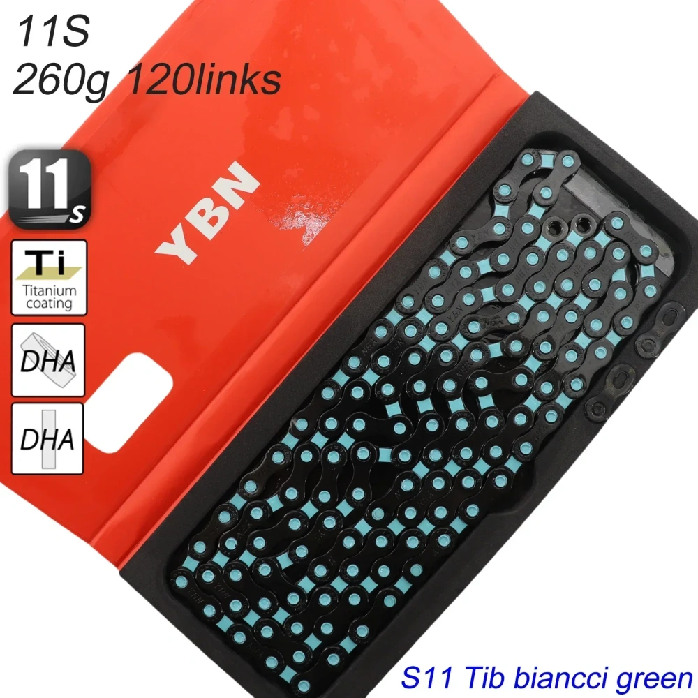YBN Bike Chain 11s 12s Colorful Rainbow Black Red Blue Green Biancci Pink Titanium Coating MTB Road Bike Chain for Shimano/ SRAM