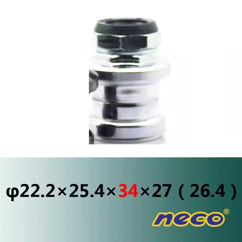 Neco bike headset 22.2 34mm threaded 1 inch 25.4mm 27/26.4 crown race for bike headset fork