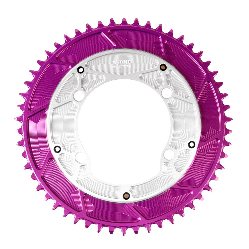 Stone Round AERO Colorful Chainring Inward 4mm Offset 110BCD 1x for Shimano 105 R7100 UT R8100 DA R9100 R9200 5800 6800 9000 Road Bike 12s 12 Speed