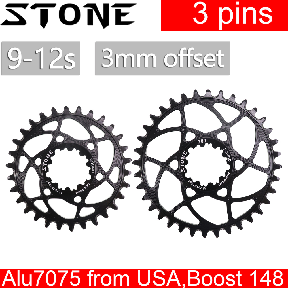 Stone GXP  Bike Chainring 3mm Offset Direct Mount Round for Sram Boost 148 X9 X0 XX1 X01 28t 30t 32 34t 36 38 40T Chainwheel