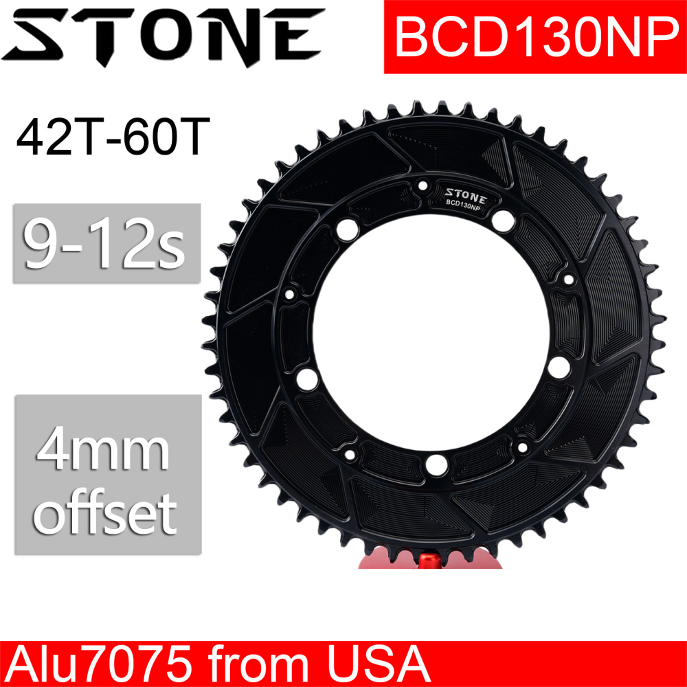 Stone 130BCD Round Chainring 4MM Offset Aero for Shimano 5700 6700 Round 42t 44T 46 48 50 52 55 58T 60T Road Bike ChainWheel 130bcd for Sram Red
