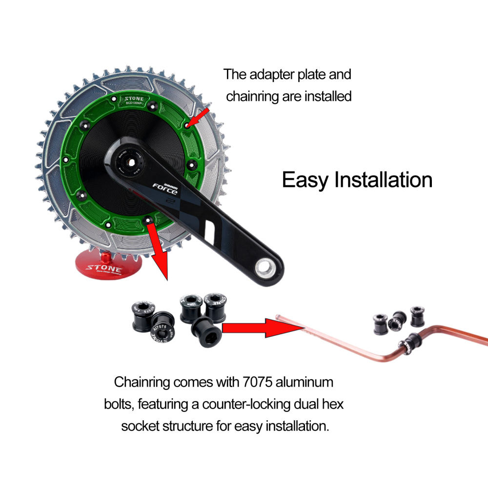 Stone 130BCD Round Chainring 4MM Offset Aero for Shimano 5700 6700 Round 42t 44T 46 48 50 52 55 58T 60T Road Bike ChainWheel 130bcd for Sram Red