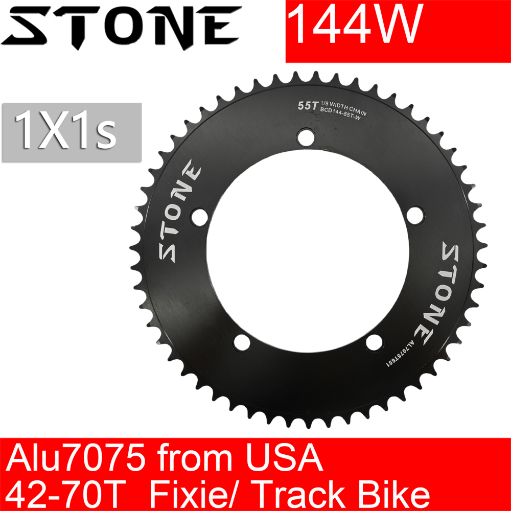 Stone 144 BCD Round Chainring for Fixie Fixed Gear Track Bike 42t to 70t 48 50 52 54 55 56 57 58 59 60 63 64 66 68 Single Speed Chainwheel 144bcd