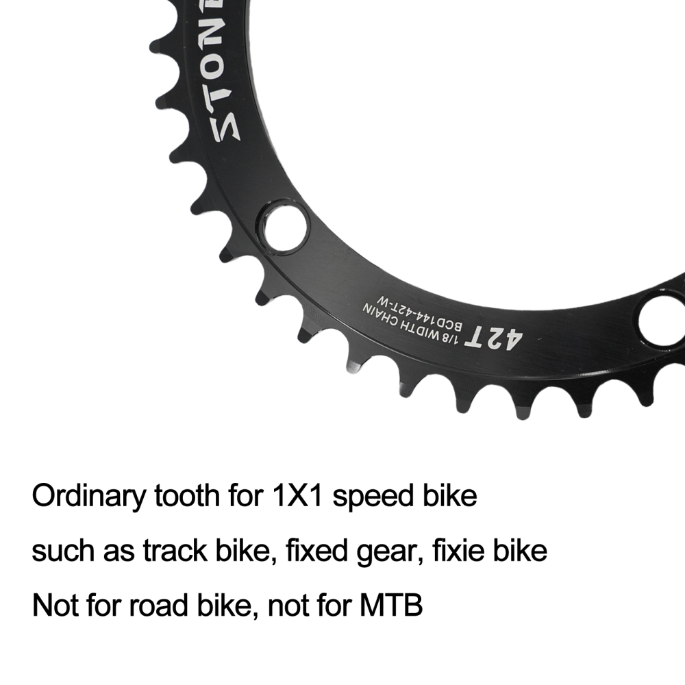 Stone 144 BCD Round Chainring for Fixie Fixed Gear Track Bike 42t to 70t 48 50 52 54 55 56 57 58 59 60 63 64 66 68 Single Speed Chainwheel 144bcd