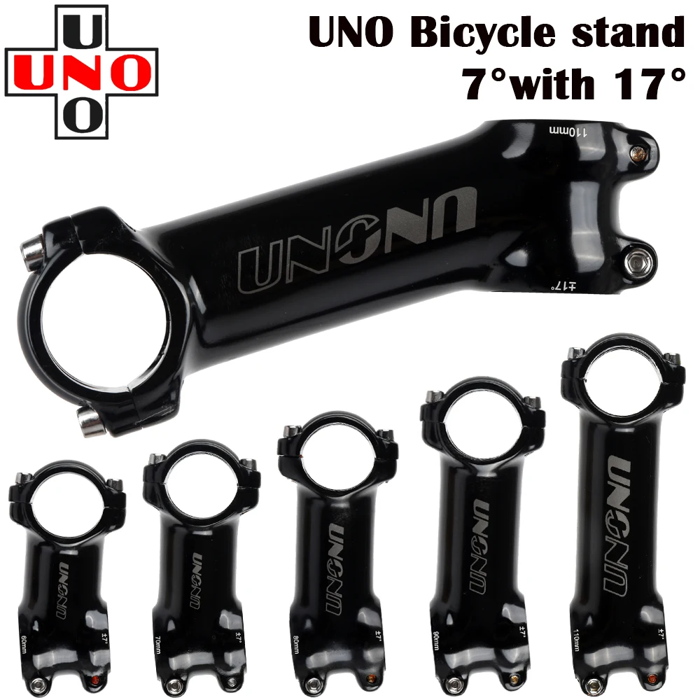 UNO Black Stem Bike 7 17 35 Degree MTB Road Stem Fork 28.6 31.8mm 60/70/80/90/100/110/120/130mm Bicycle King Kalloy