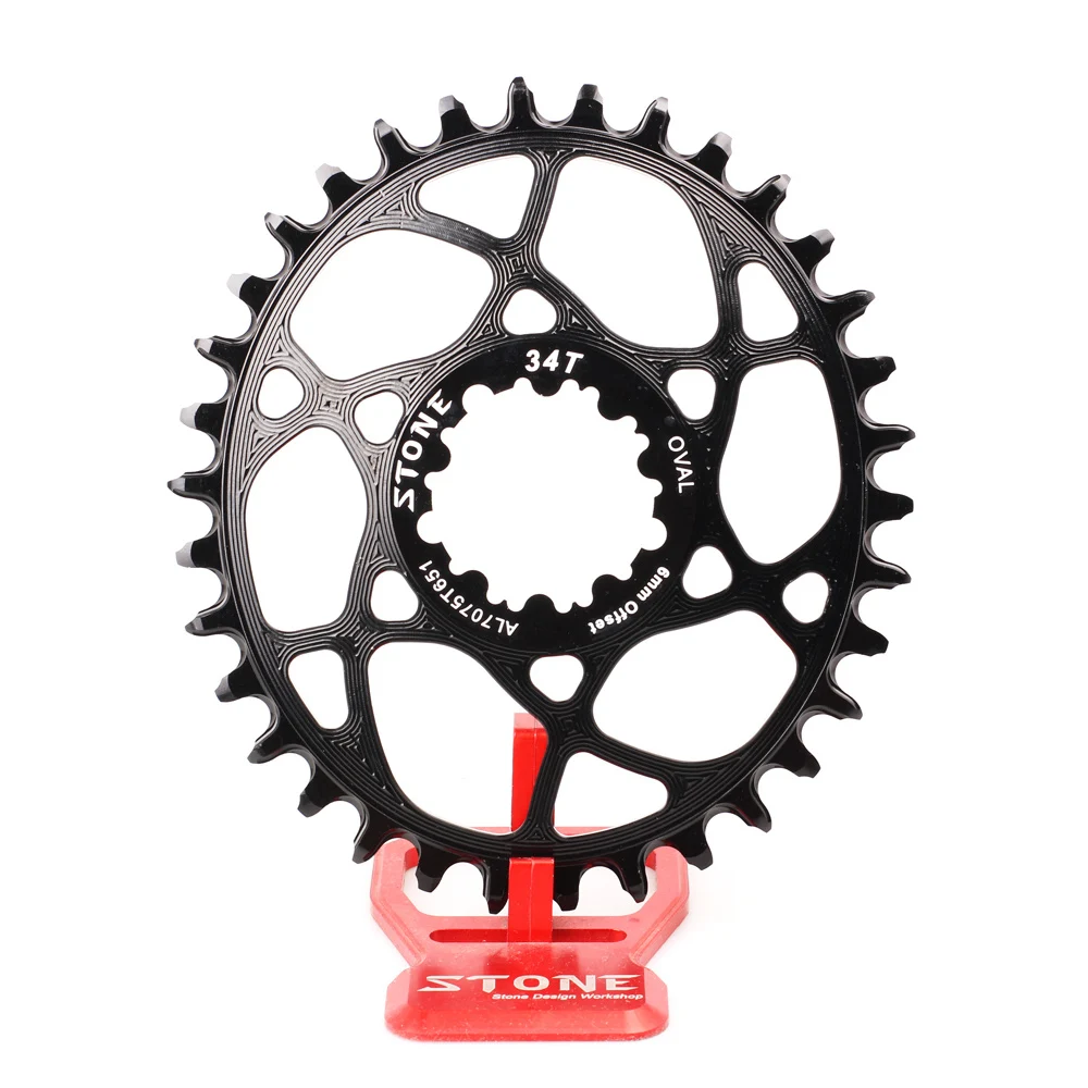Stone Oval Direct Mount Chainring for SRAM GXP 3-bolt, 6mm Offset