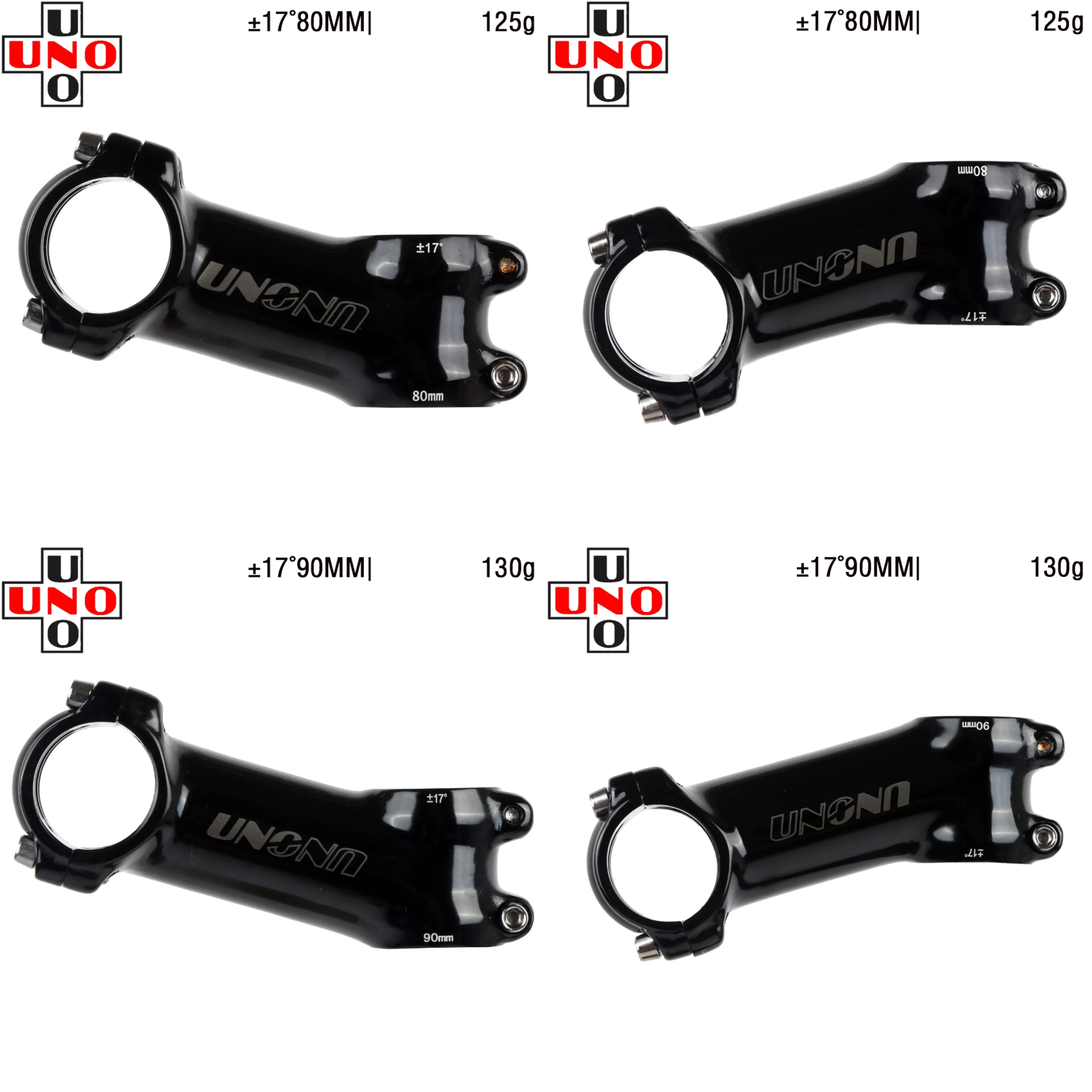 UNO Black Stem Bike 7 17 35 Degree MTB Road Stem Fork 28.6 31.8mm 60/70/80/90/100/110/120/130mm Bicycle King Kalloy