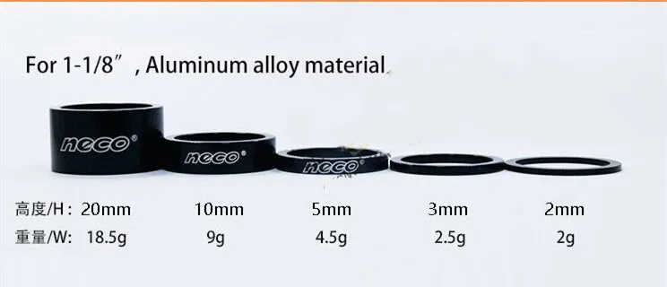Neco 1.125/1 Inch 25.4/28.6mm 20/10/5/3/2mm Bicycle Fork Headset Carbon Fiber Bike Fork Adjust Dust Cover Spacer Washer