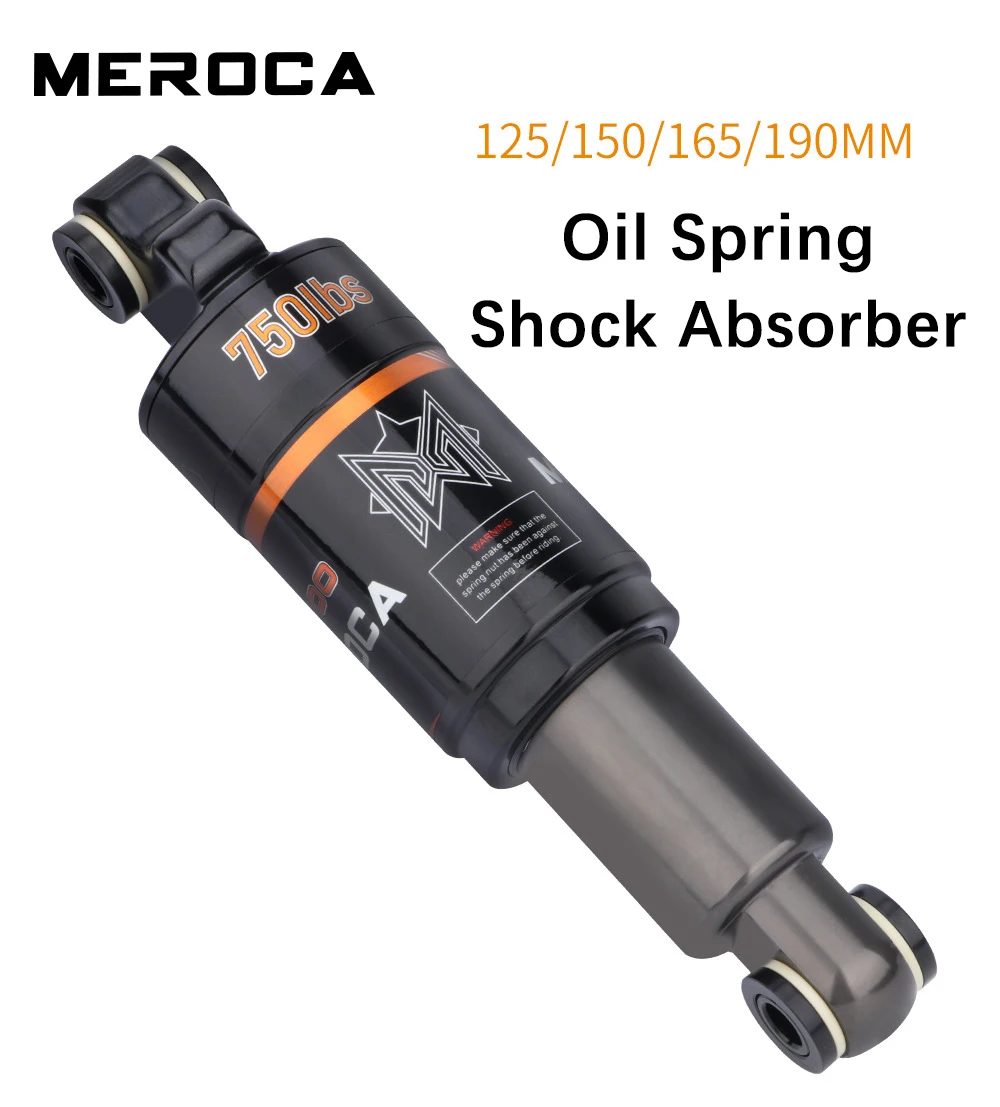 MEROCA Bicycle Oil Spring Shock Absorber 125 150 165mm 850/750/1000lbs Rear Shock Absorber for E-scooter Mountain Bike