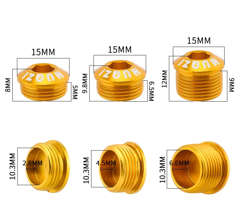 MUQZI 2PCS Bicycle Pedal Cover Bolts M14x5/6.5/9mm Aluminum Bike Pedal Dust-protection Screw MTB Road Cycling Repair