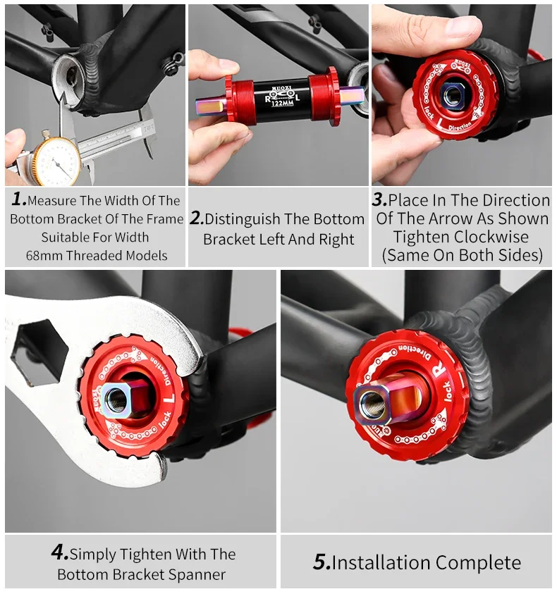MUQZI Titanium Alloy Bottom Bracket BB68 103 107 110 113 119 122mm Ceramic Square Taper Bottom Bracket 68mm