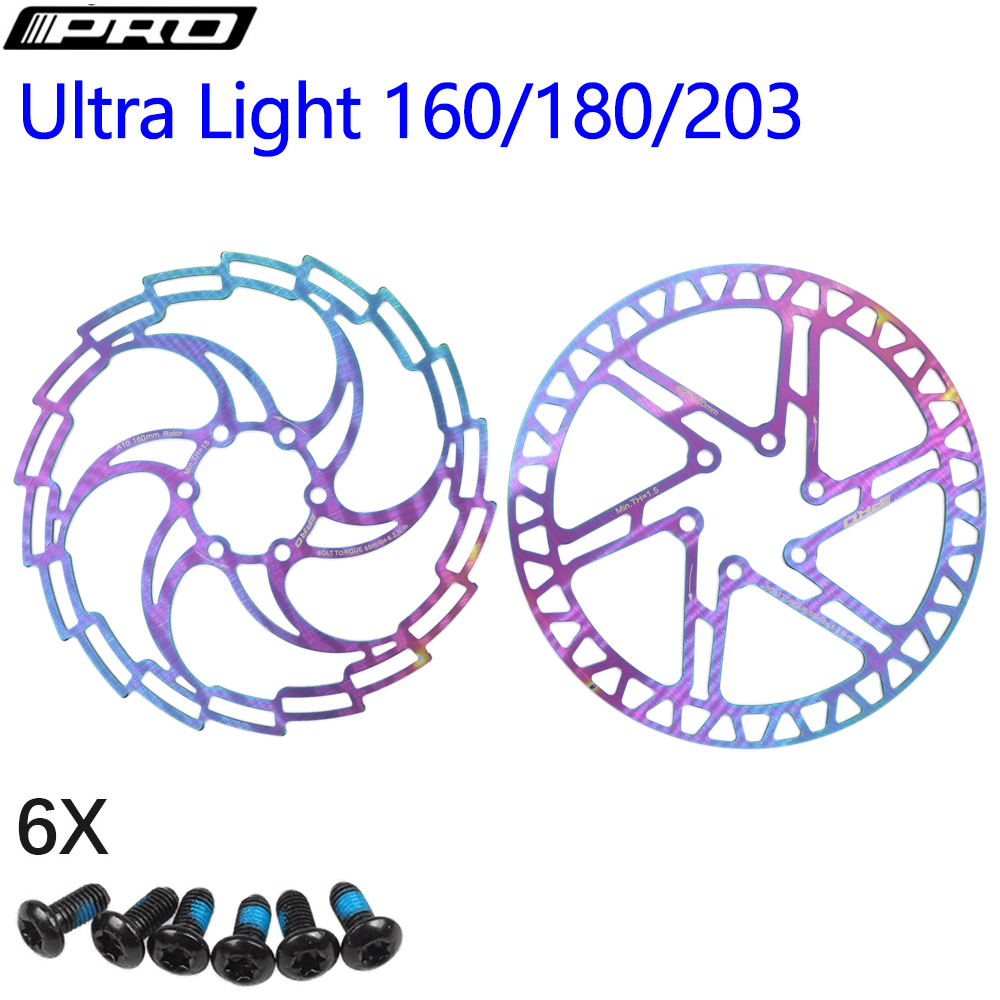 IIIPRO Bike disc brake oil slick stainless steel MTB road bike 160 180 203 rainbow 6 bolts G3 centerline rotor ipro
