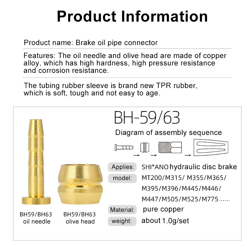 DJC Mountain Bike Oil Needle Brake Olive Head For Shimano DEORE BH90 BH59 for SRAM for MAGURA Oil Hydraulic Brake Cable