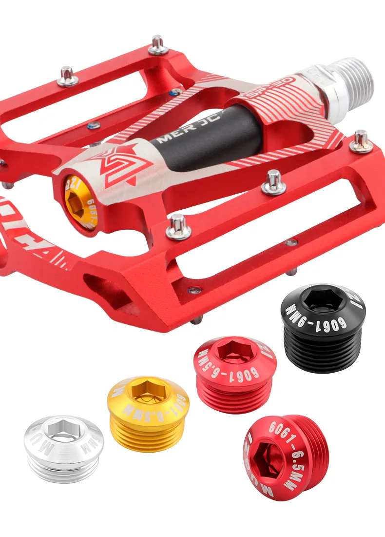 MUQZI 2PCS Bicycle Pedal Cover Bolts M14x5/6.5/9mm Aluminum Bike Pedal Dust-protection Screw MTB Road Cycling Repair