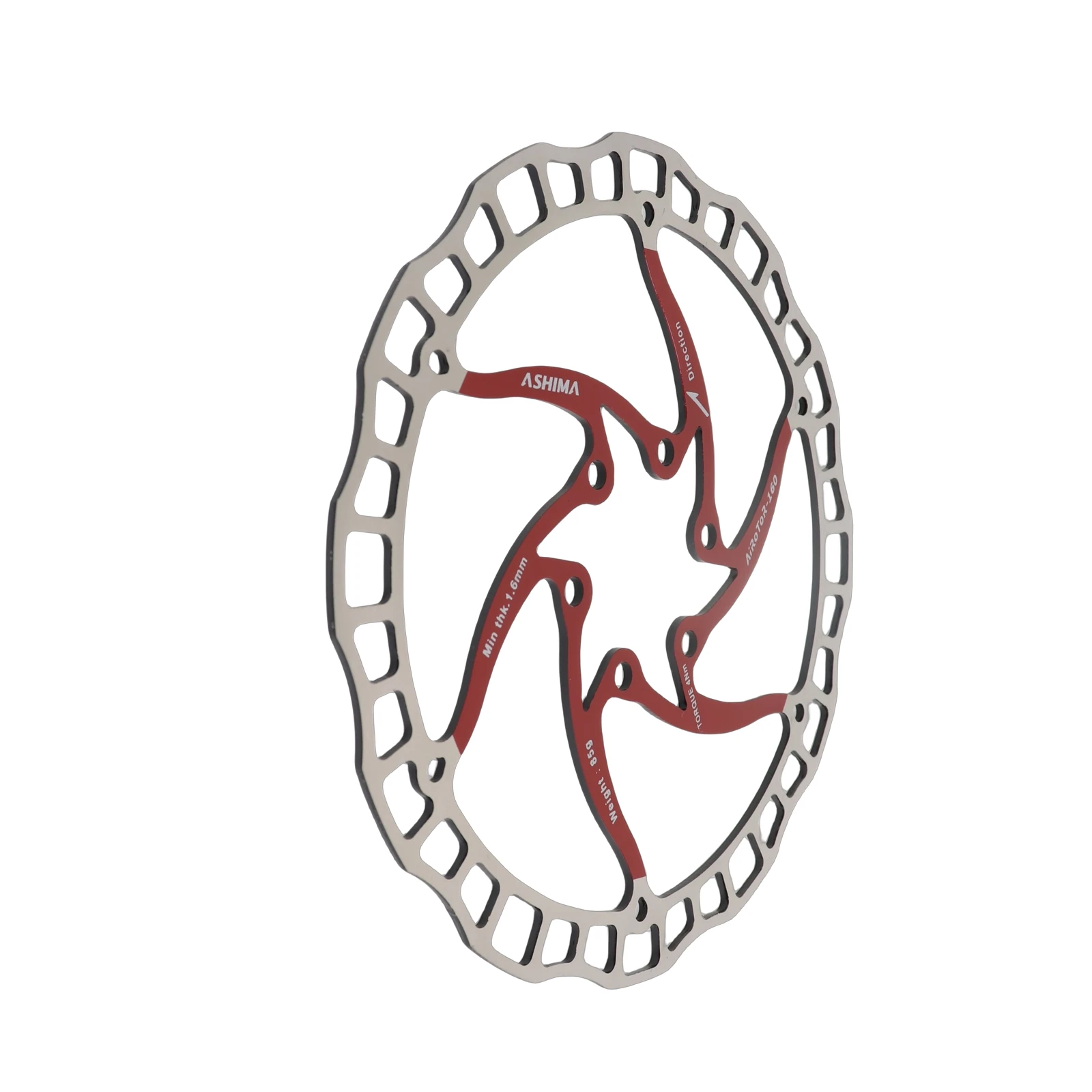 ASHIMA ARO 08 Stainless Steel Disc Brake Rotor 140/160/180/203mm for 6-Bolt MTB Hubs, Black Red Silver Options
